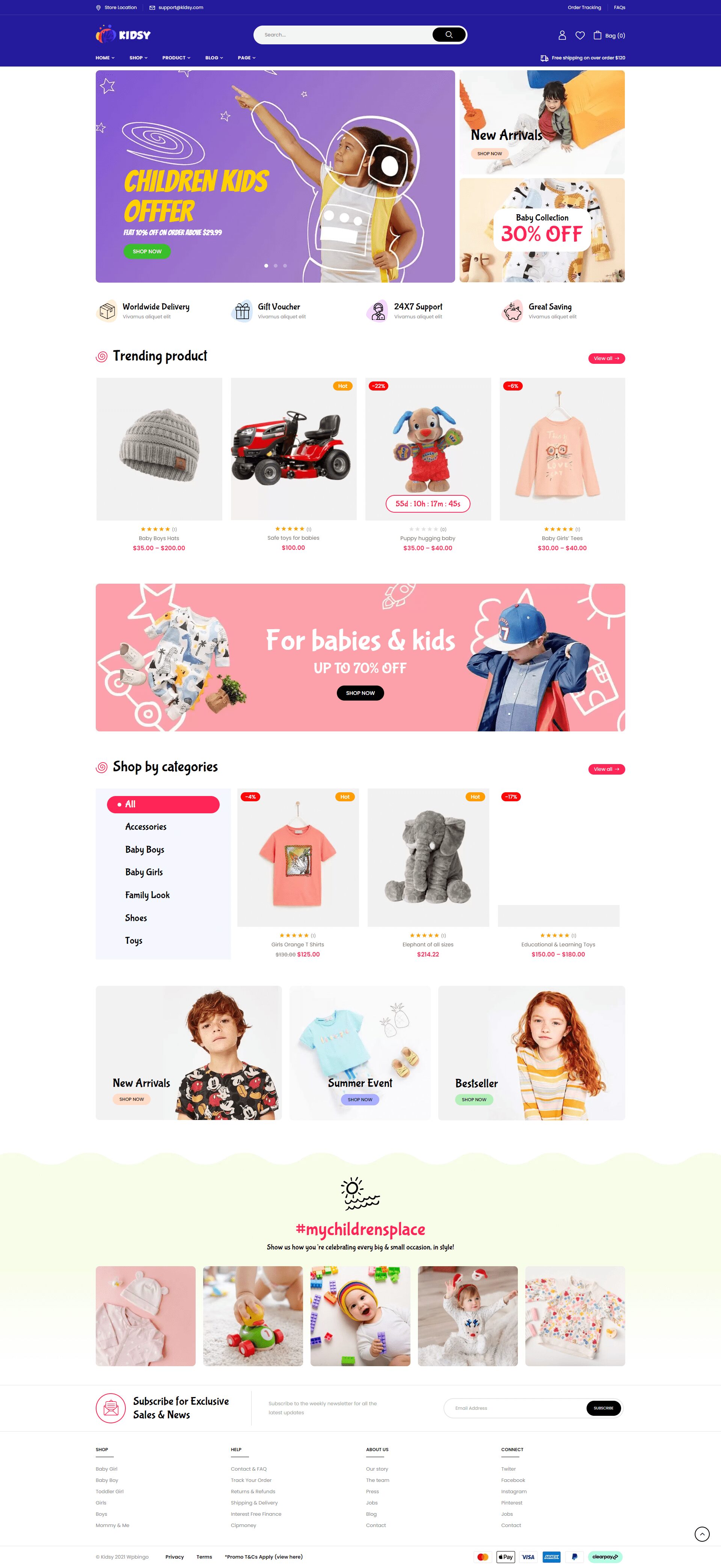 Kids Store Website Design And Development